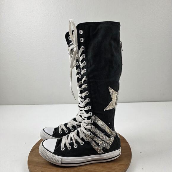 VTG Y2K Converse Chuck Taylor All Star Knee High Lace Shoes Women's Sz 7 Glitter - Picture 1 of 16